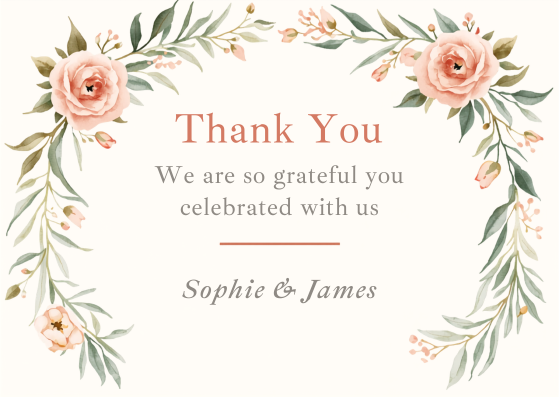Ivy wedding thank you card