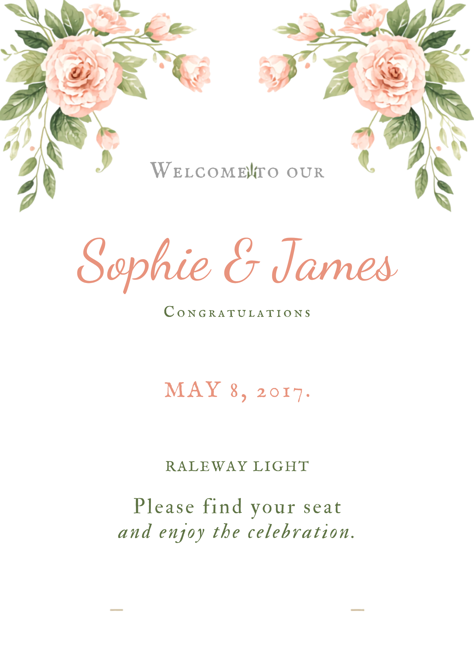Ivy wedding welcome sign
