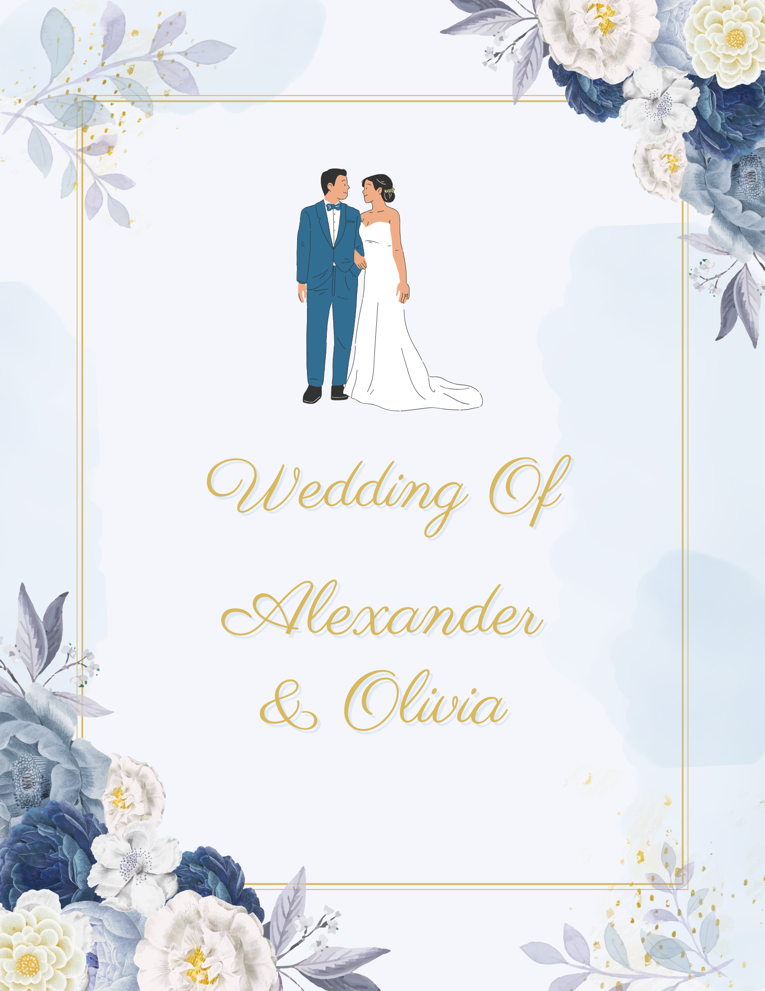 Wedding Planner — Editable Canva Template (25 Pages) | Blue Floral