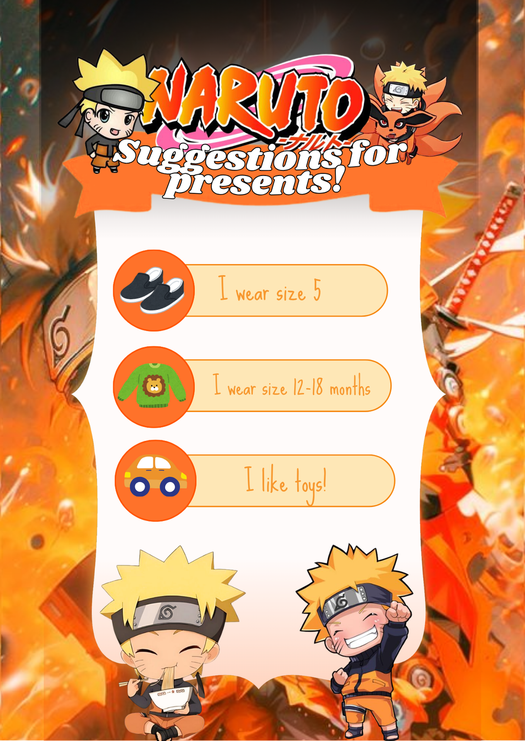 Kids Birthday Invitation - Anime Ninja Warrior Theme | Editable Canva Template