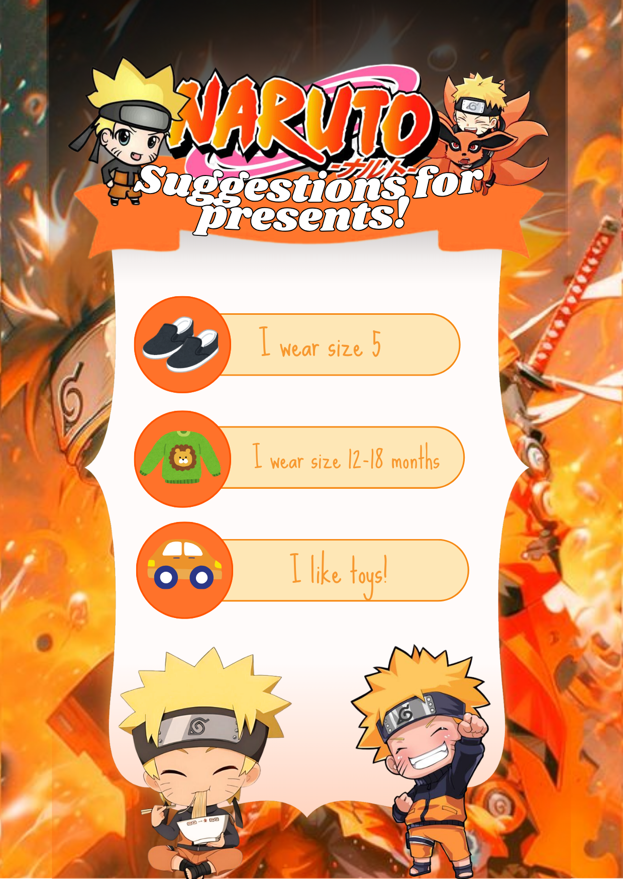 Kids Birthday Invitation - Anime Ninja Warrior Theme | Editable Canva Template