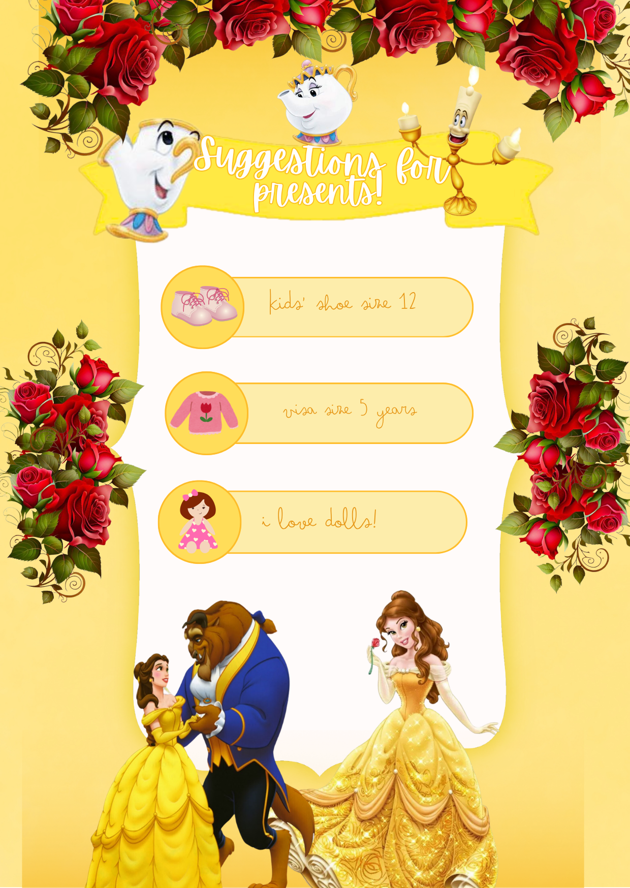 Kids Enchanted Rose Princess Birthday Invitation | Canva Template