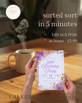 Purple Floral 30th Birthday Party Invitation | Editable Canva Template | Pink & Gold Milestone Invite