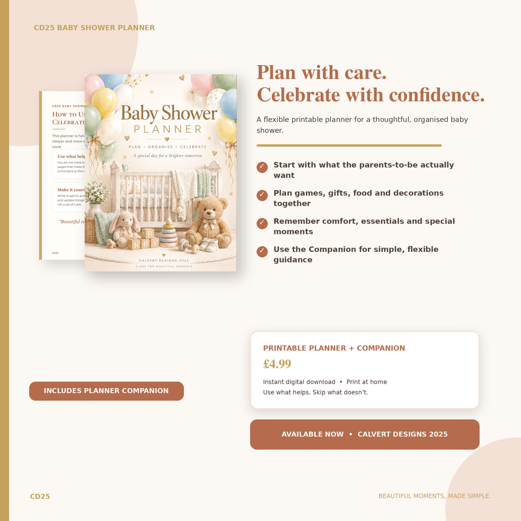Baby Shower Planner + Companion | Printable Digital Planner