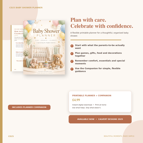 Baby Shower Planner + Companion | Printable Digital Planner