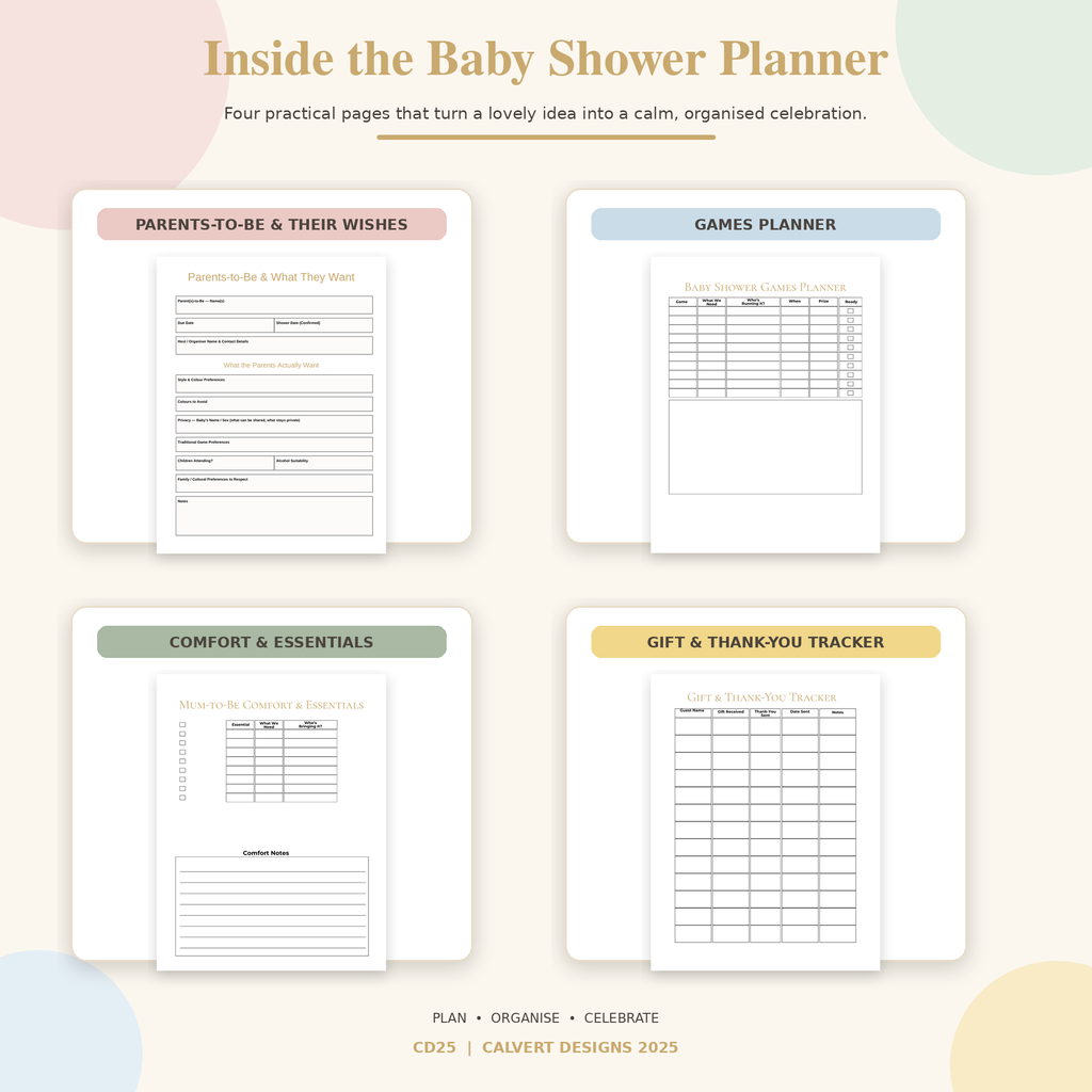 Baby Shower Planner + Companion | Printable Digital Planner