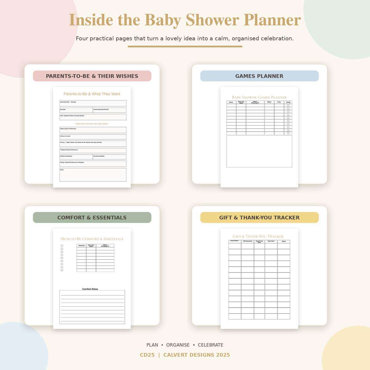 Baby Shower Planner + Companion | Printable Digital Planner