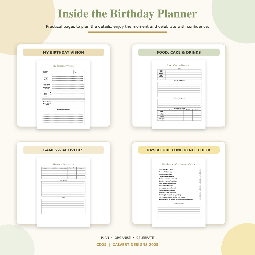 Birthday Celebration Planner + Companion | Printable Digital Planner