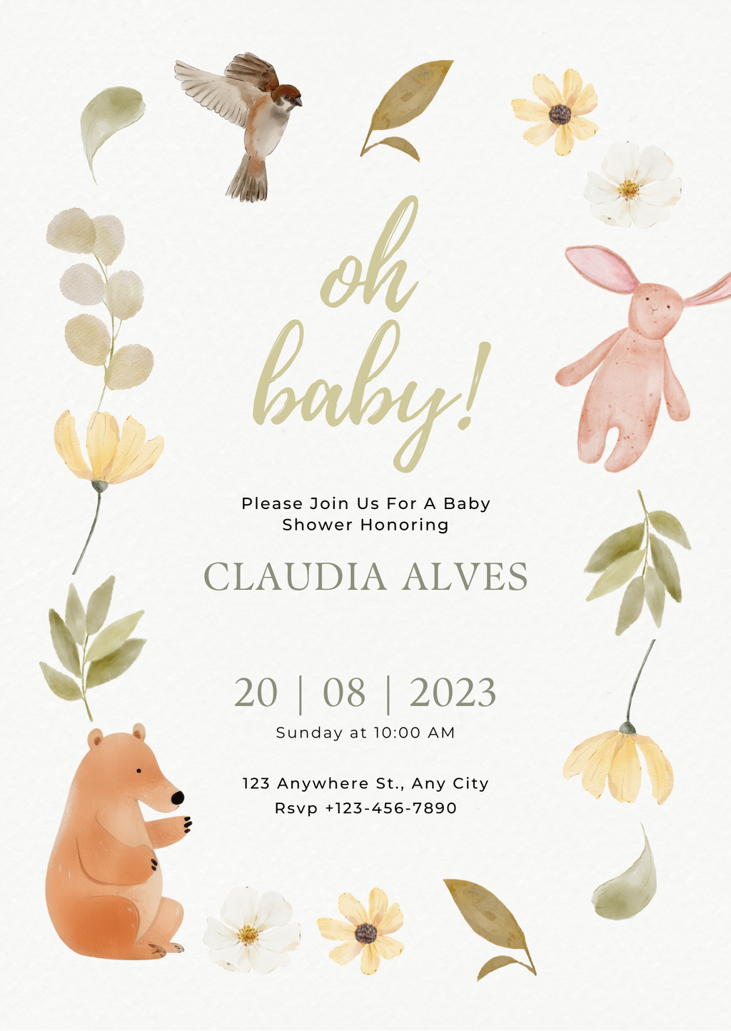 Baby Shower Invitation — Editable Canva Template | Oh Baby Woodland
