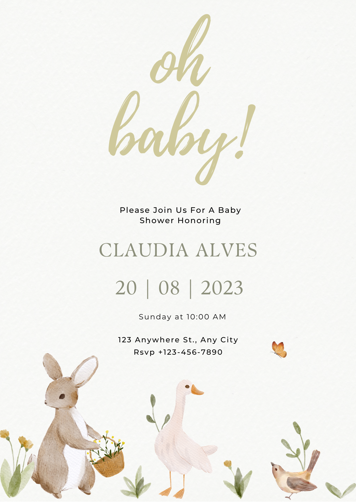 Baby Shower Invitation — Editable Canva Template | Oh Baby Farmyard