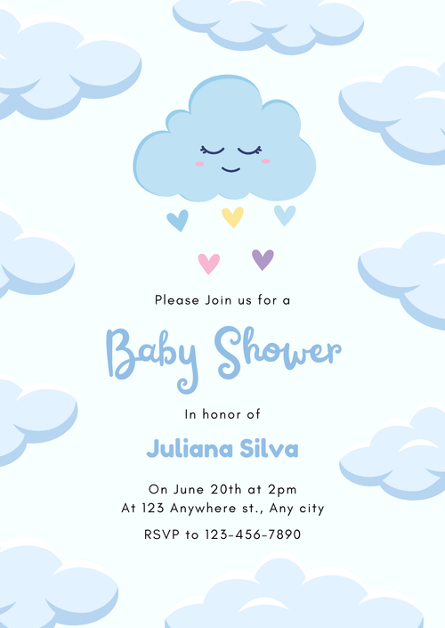 Baby Shower Invitation — Editable Canva Template | Cloud Hearts