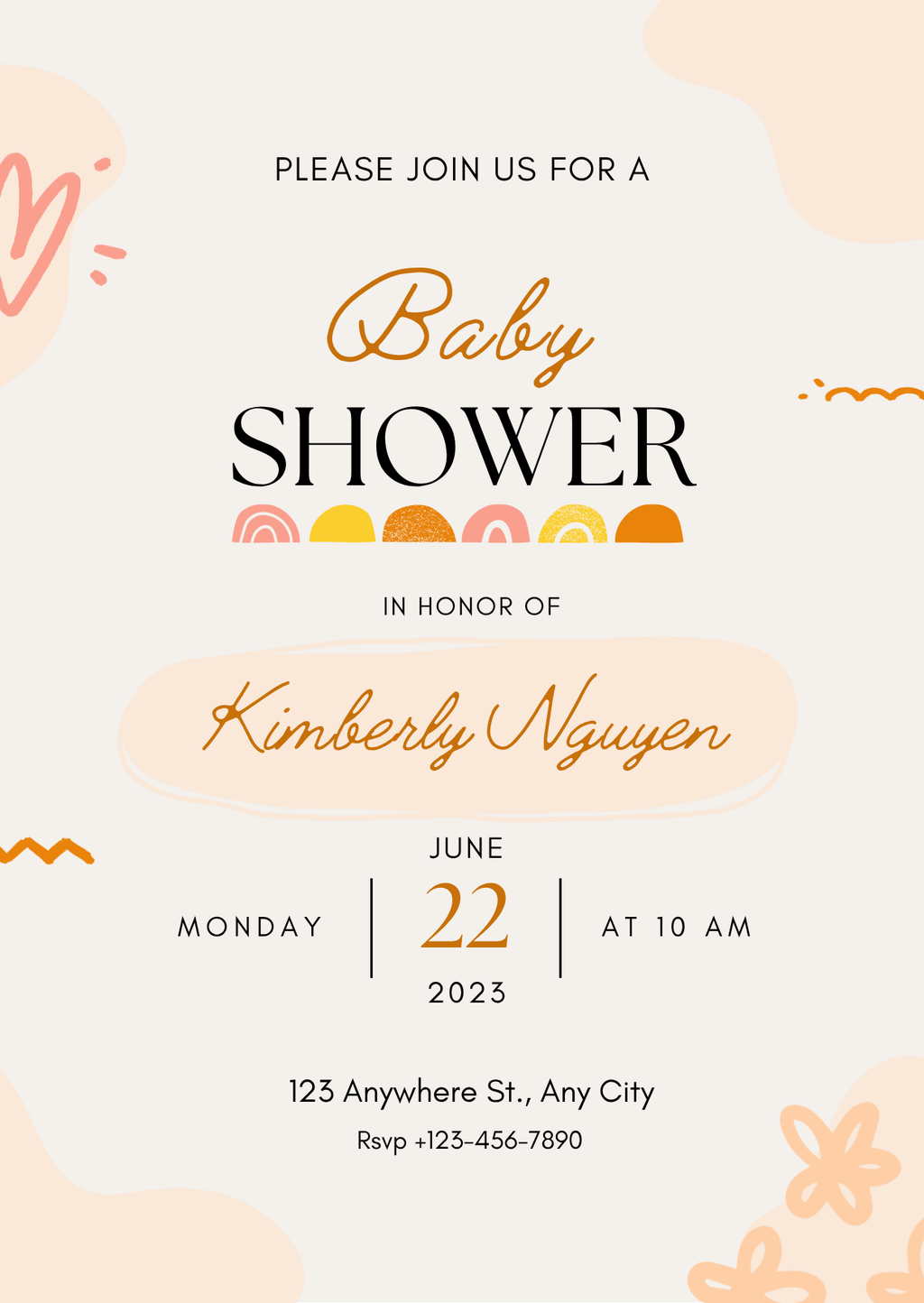 Baby Shower Invitation — Editable Canva Template | Boho Arch