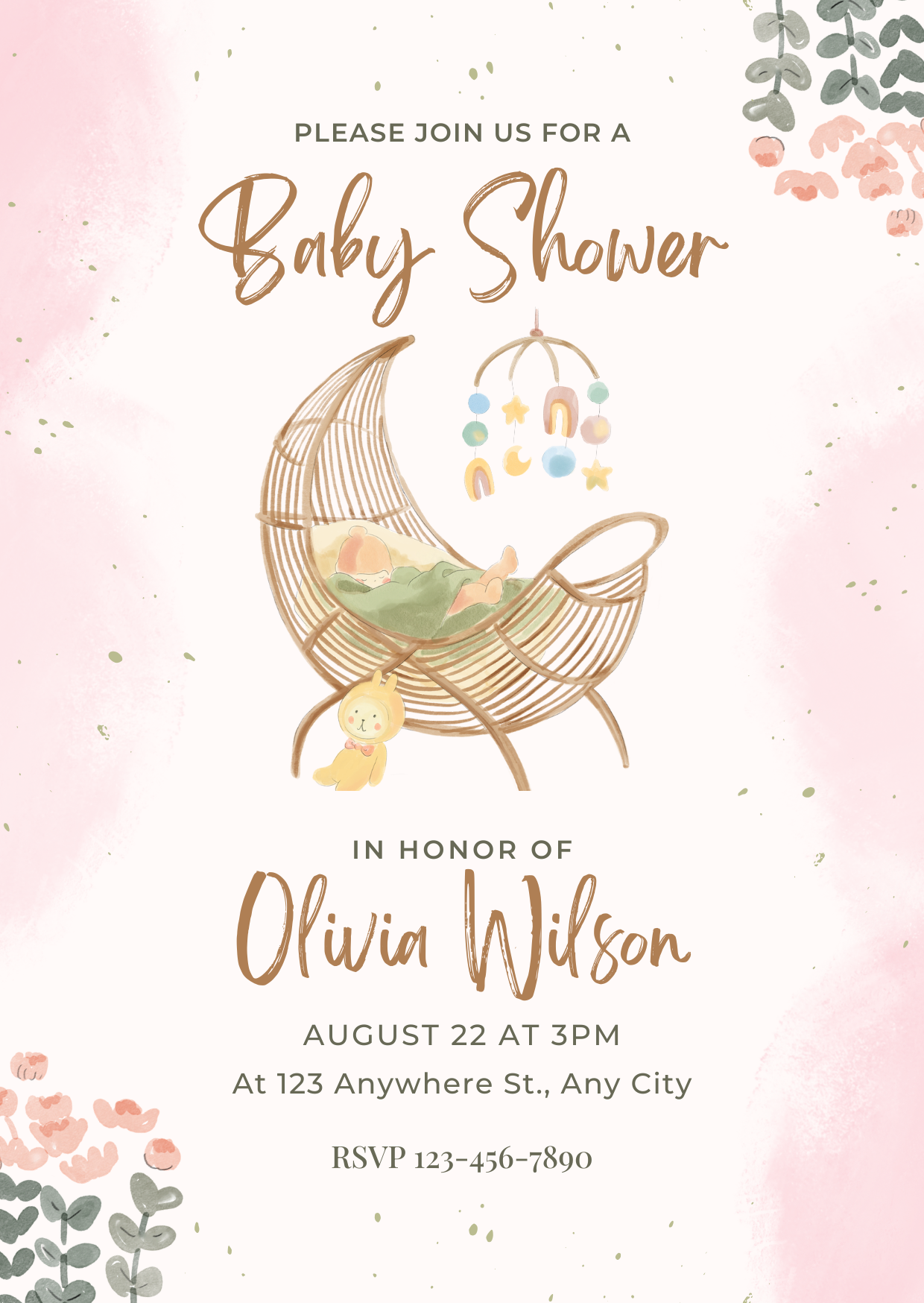 Baby Shower Invitation — Editable Canva Template | Moon Cradle