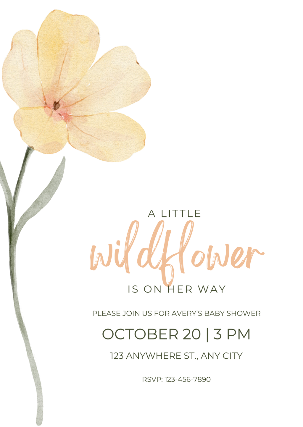 Baby Shower Invitation — Editable Canva Template | Little Wildflower