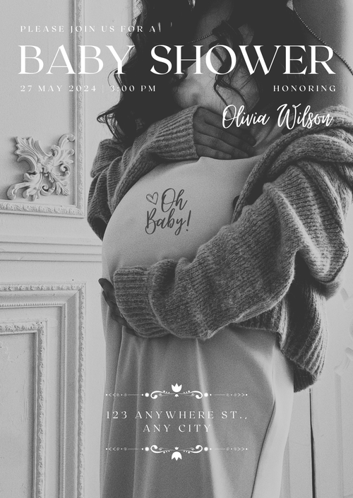 Baby Shower Invitation — Editable Canva Template | Bump Photo
