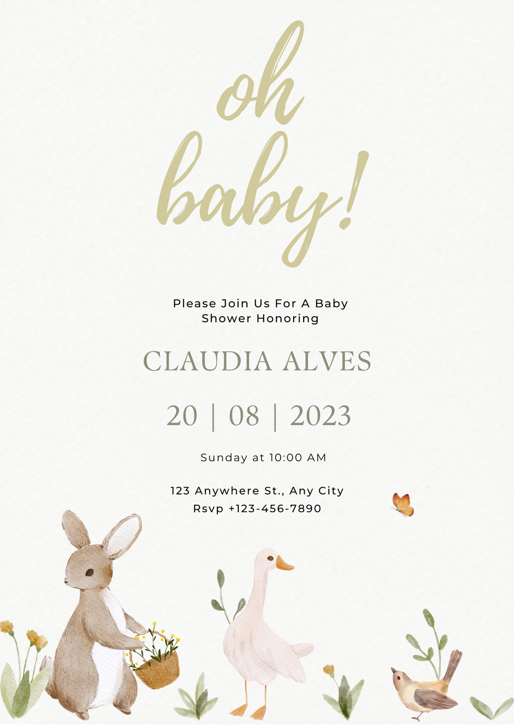 Baby Shower Invitation — Editable Canva Template | Oh Baby Farmyard