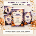 Spooky Halloween 4-piece editable celebration kit