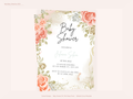 Baby Shower Invitation — Editable Canva Template | Pink Roses Floral