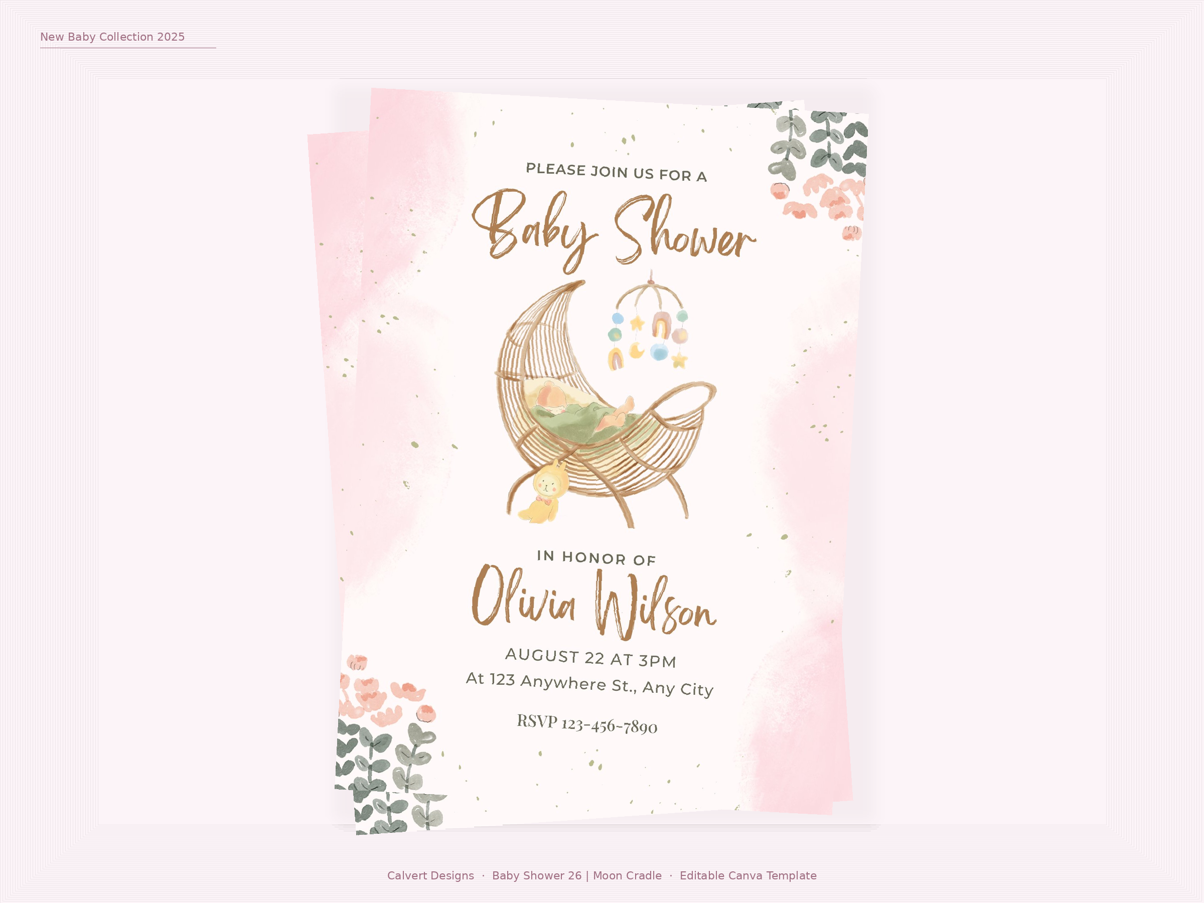 Baby Shower Invitation — Editable Canva Template | Moon Cradle