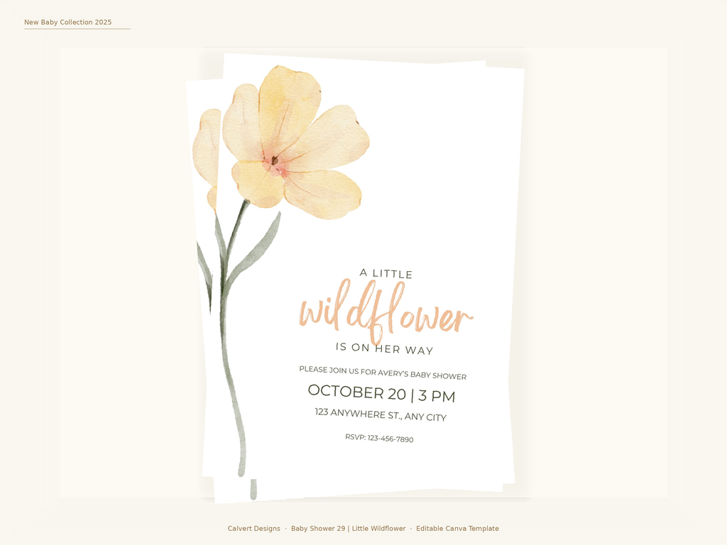 Baby Shower Invitation — Editable Canva Template | Little Wildflower