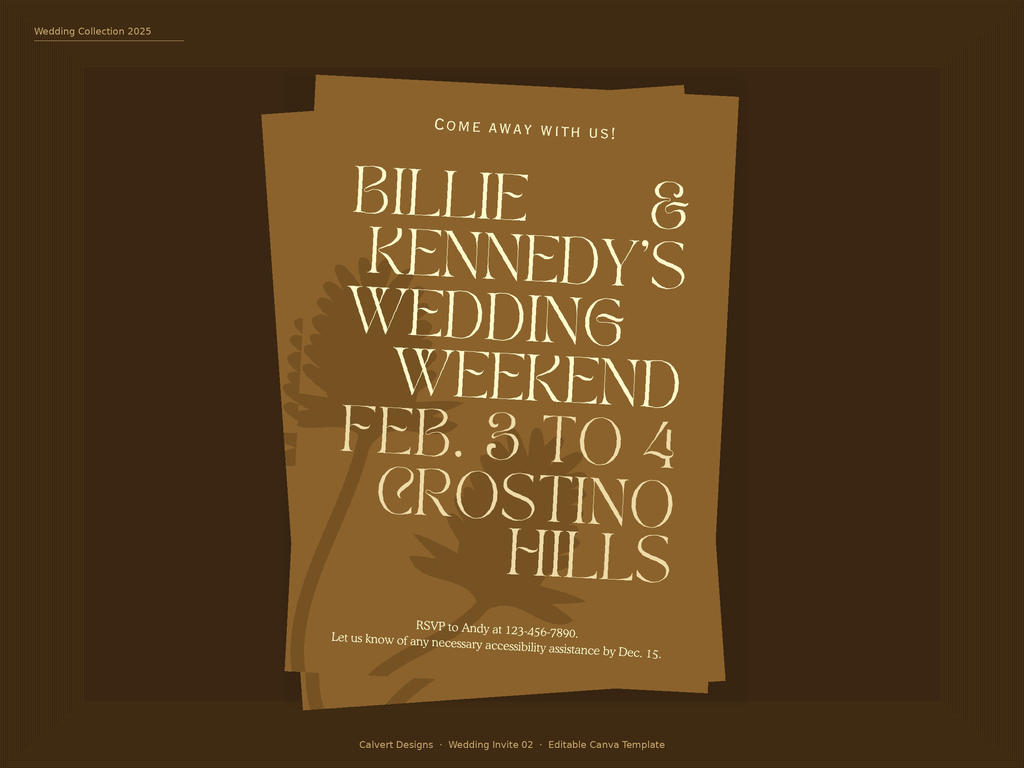 Wedding Invitation — Editable Canva Template | Golden Botanical