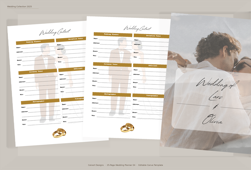 Wedding Planner — Editable Canva Template (25 Pages) | Photo Style