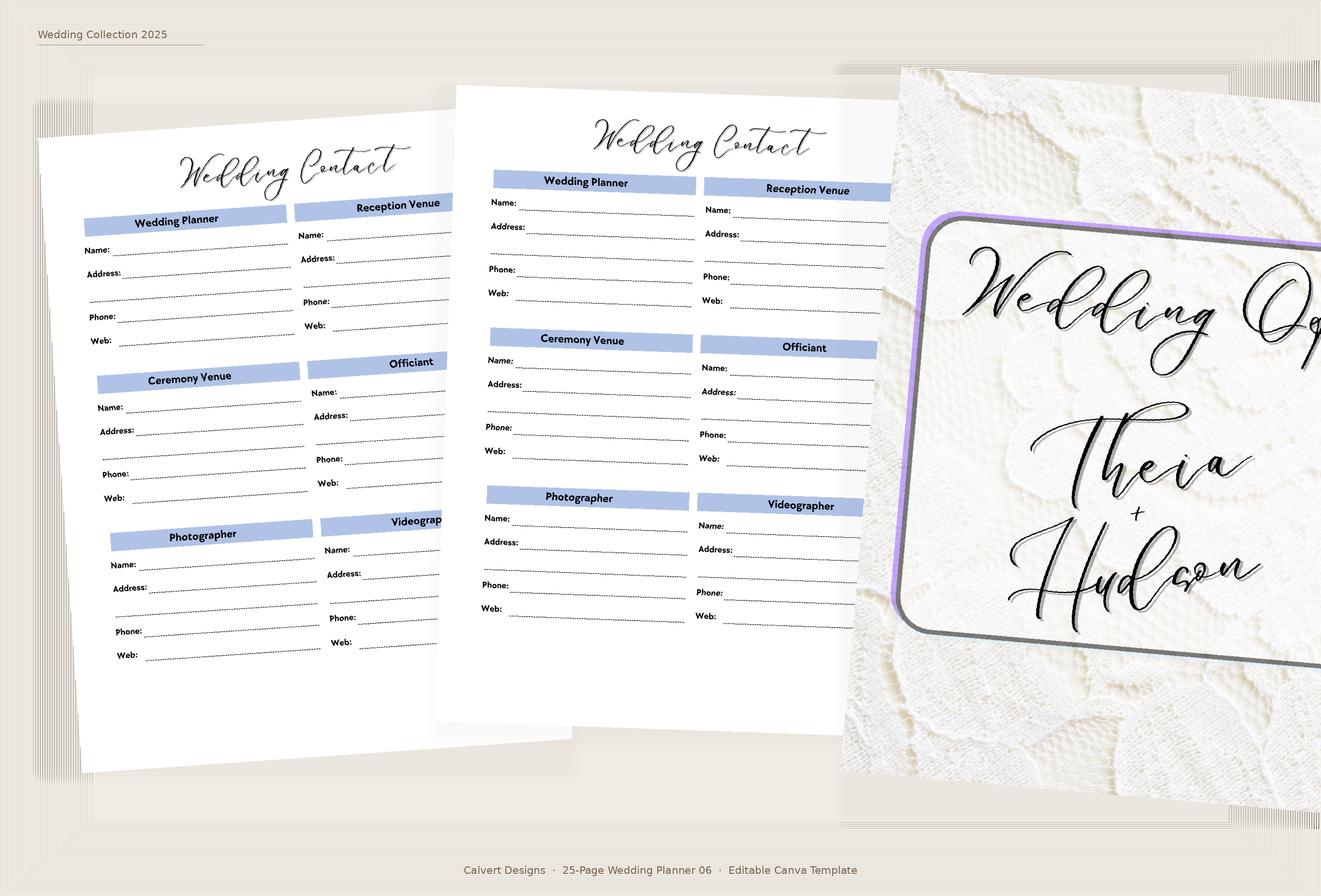 Wedding Planner — Editable Canva Template (25 Pages) | Lace