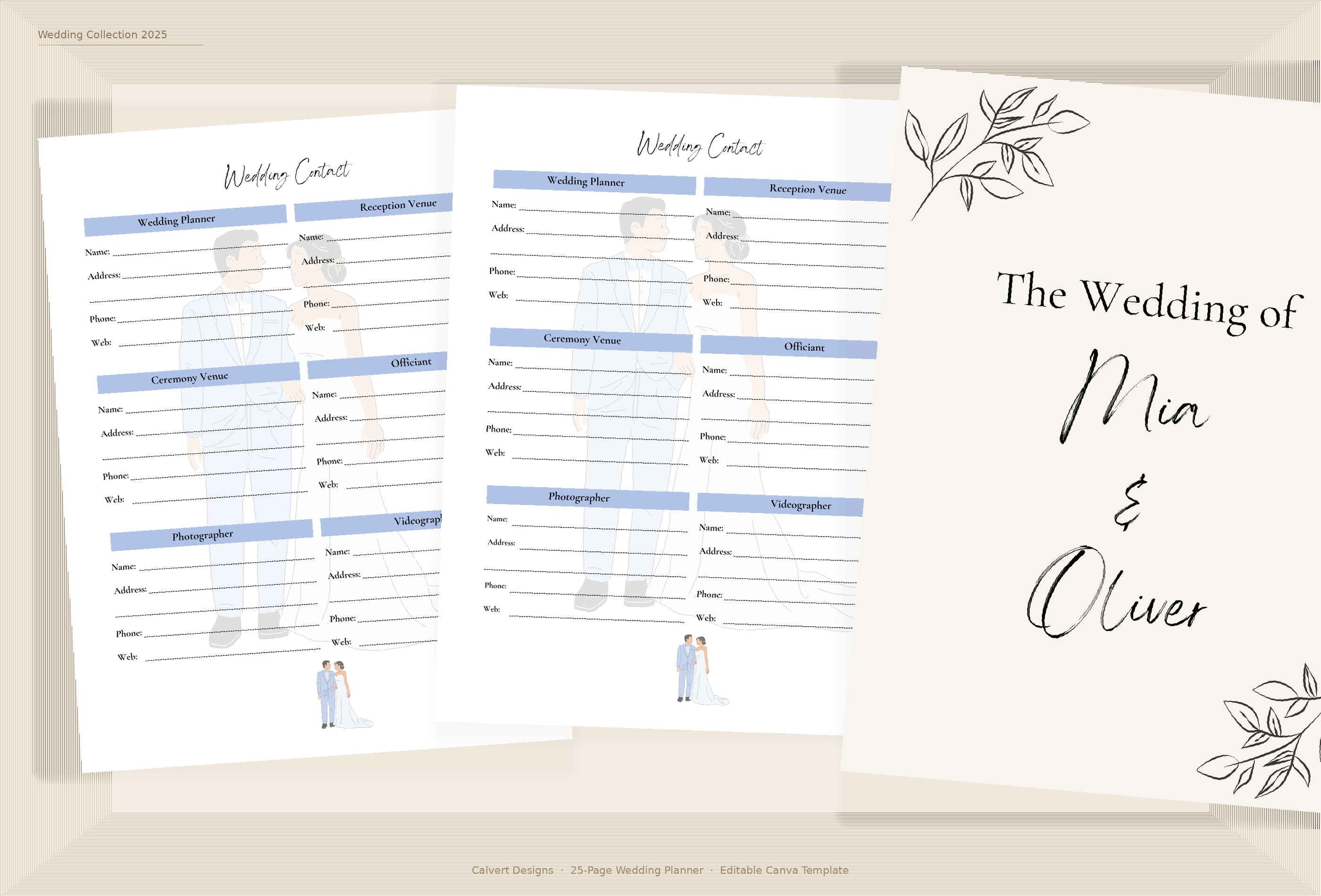 Wedding Planner — Editable Canva Template (25 Pages) | Botanical