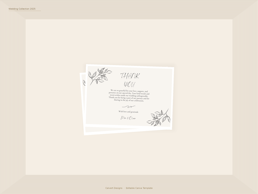 Wedding Thank You Card — Editable Canva Template