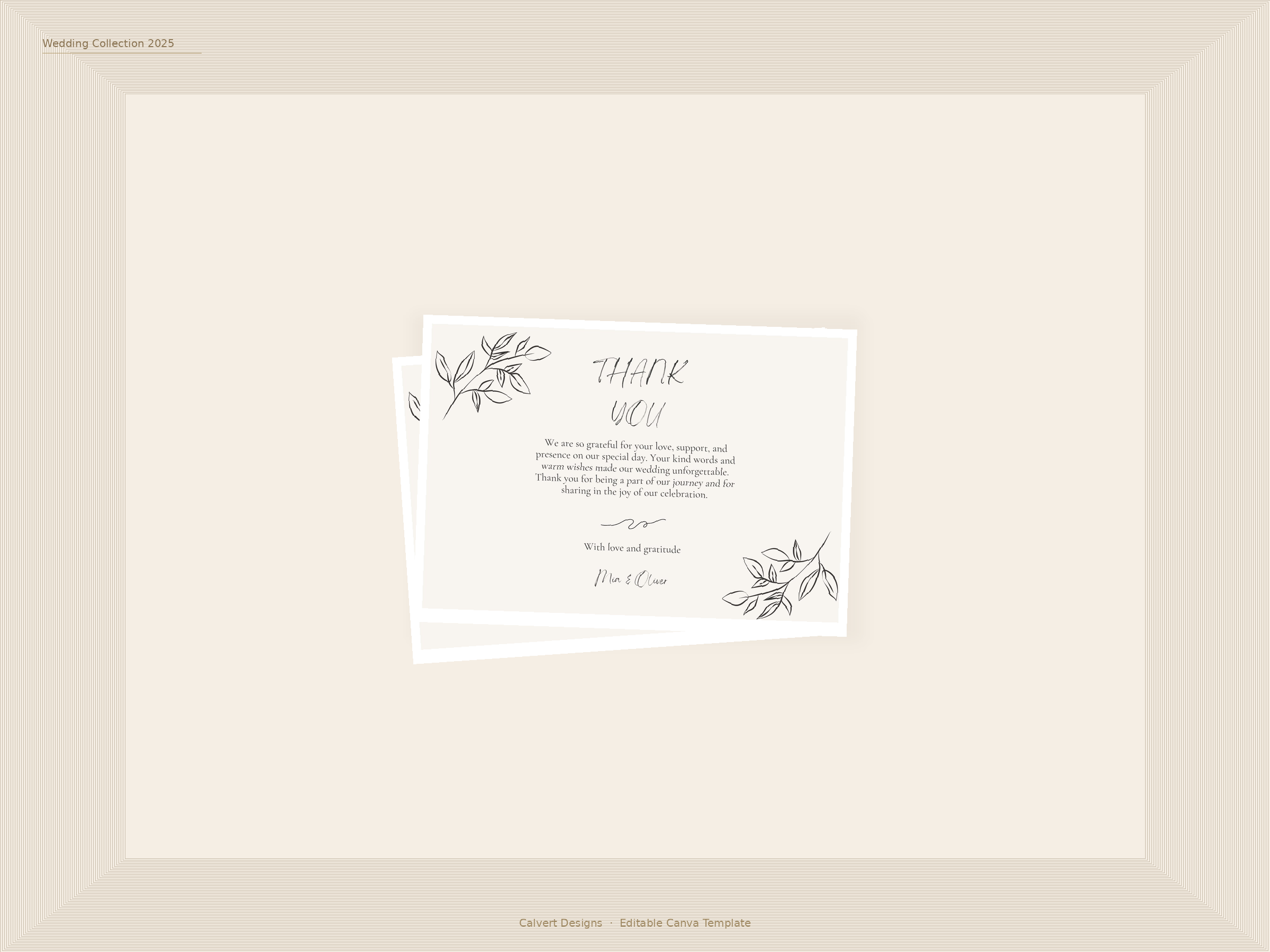 Wedding Thank You Card — Editable Canva Template