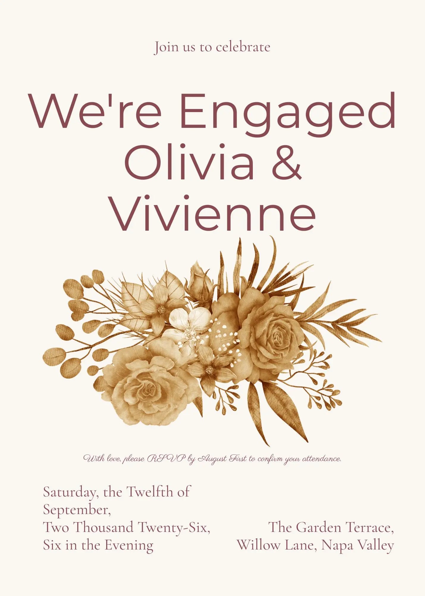Blush Arch Photo Engagement Invitation – Editable Canva Template