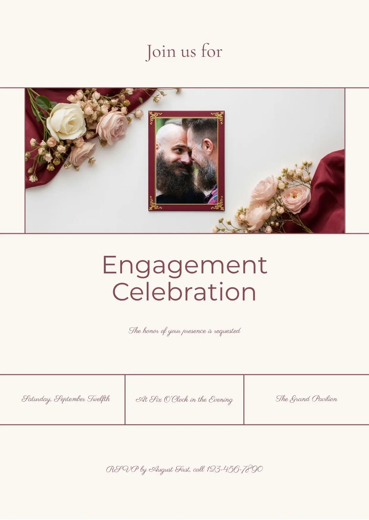 Dried Floral Engagement Invitation – Editable Canva Template