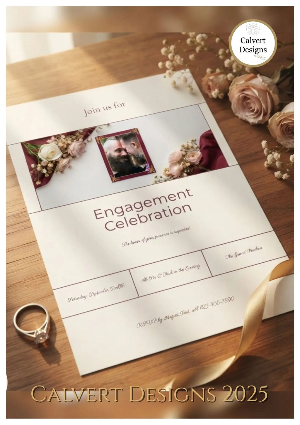 Dried Floral Engagement Invitation – Editable Canva Template