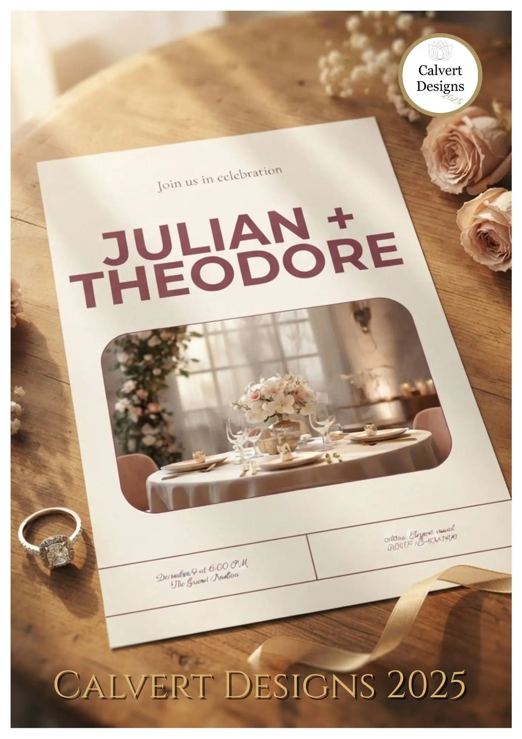 Modern Bold Type Engagement Invitation – Editable Canva Template