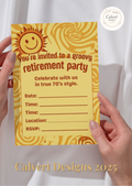 Groovy 70s Sun Retirement Party Invitation Template | Editable Canva | Fun Retro | Printable Instant Download UK