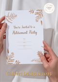 Watercolour Botanical Retirement Party Invitation Template | Editable Canva | Soft Terracotta | Printable Instant Download UK
