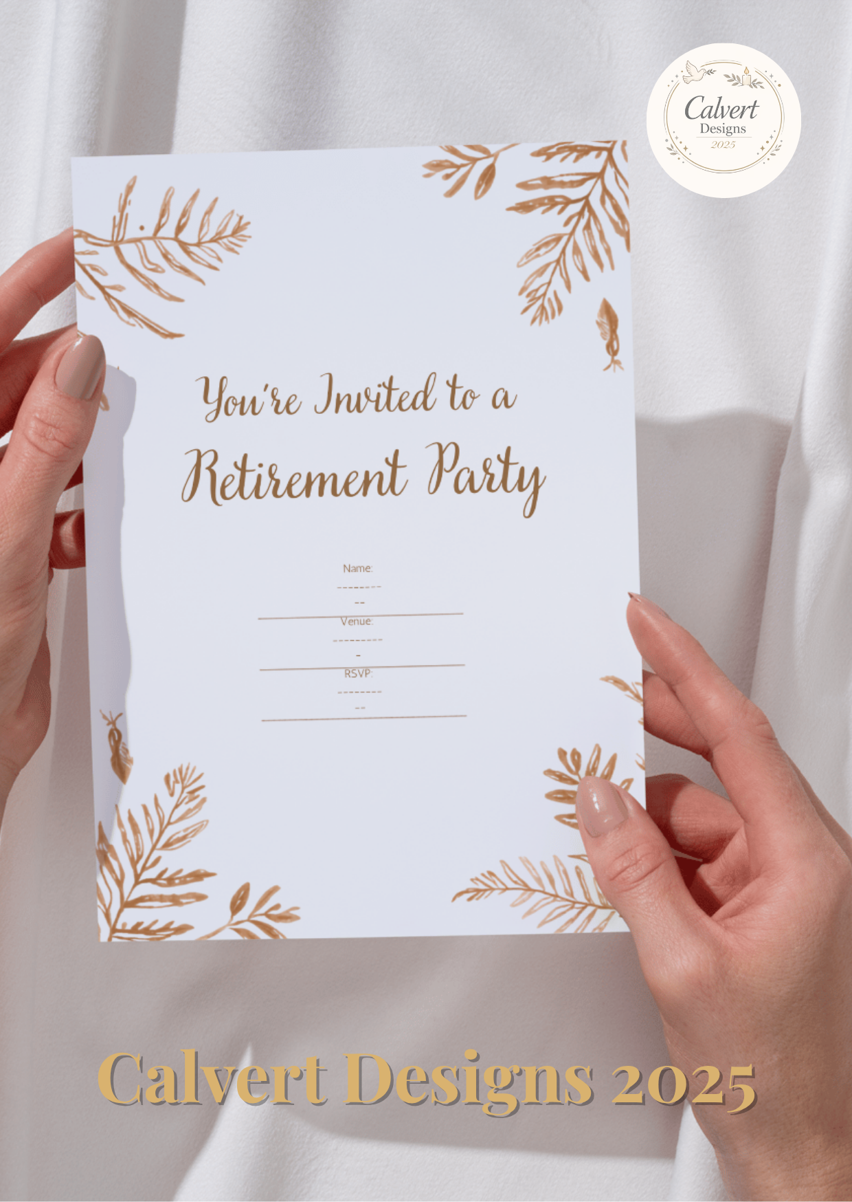 Watercolour Botanical Retirement Party Invitation Template | Editable Canva | Soft Terracotta | Printable Instant Download UK
