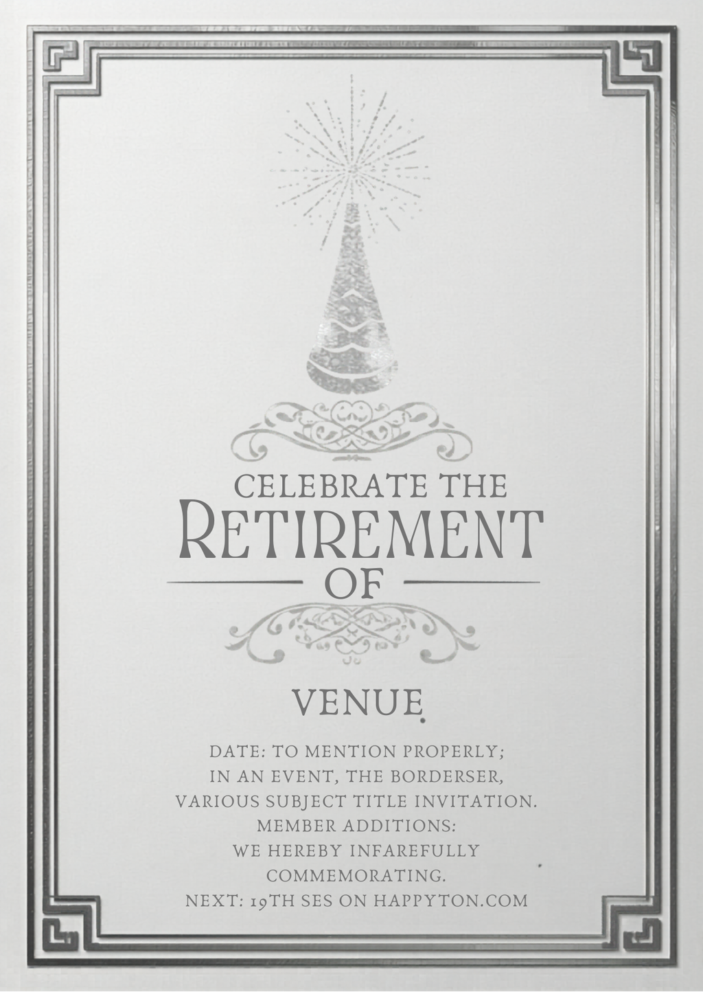Retirement Party Invitation Template | Editable Canva | Silver Elegant | Printable Instant Download UK