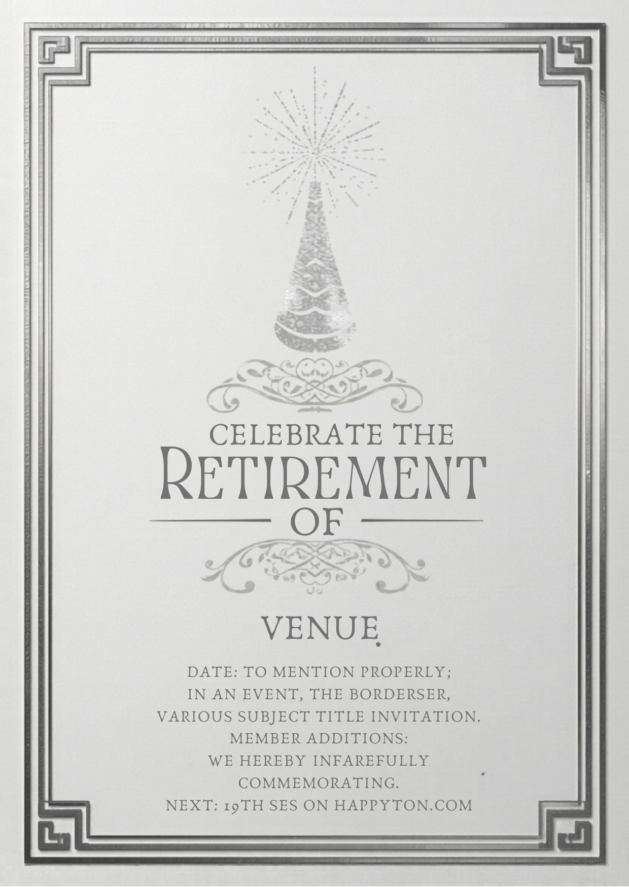 Retirement Party Invitation Template | Editable Canva | Silver Elegant | Printable Instant Download UK