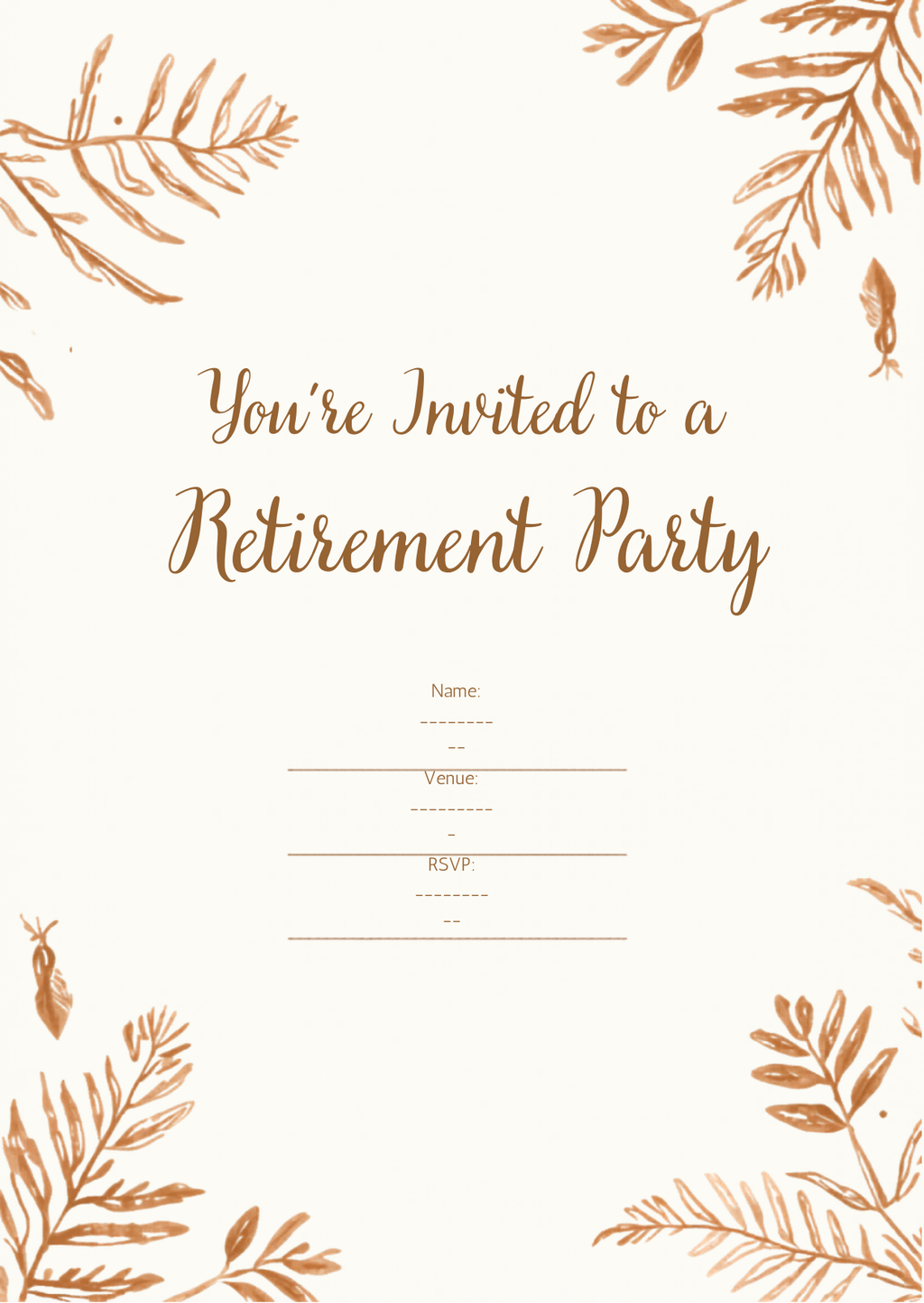 Watercolour Botanical Retirement Party Invitation Template | Editable Canva | Soft Terracotta | Printable Instant Download UK