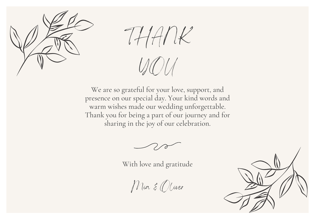Wedding Thank You Card — Editable Canva Template