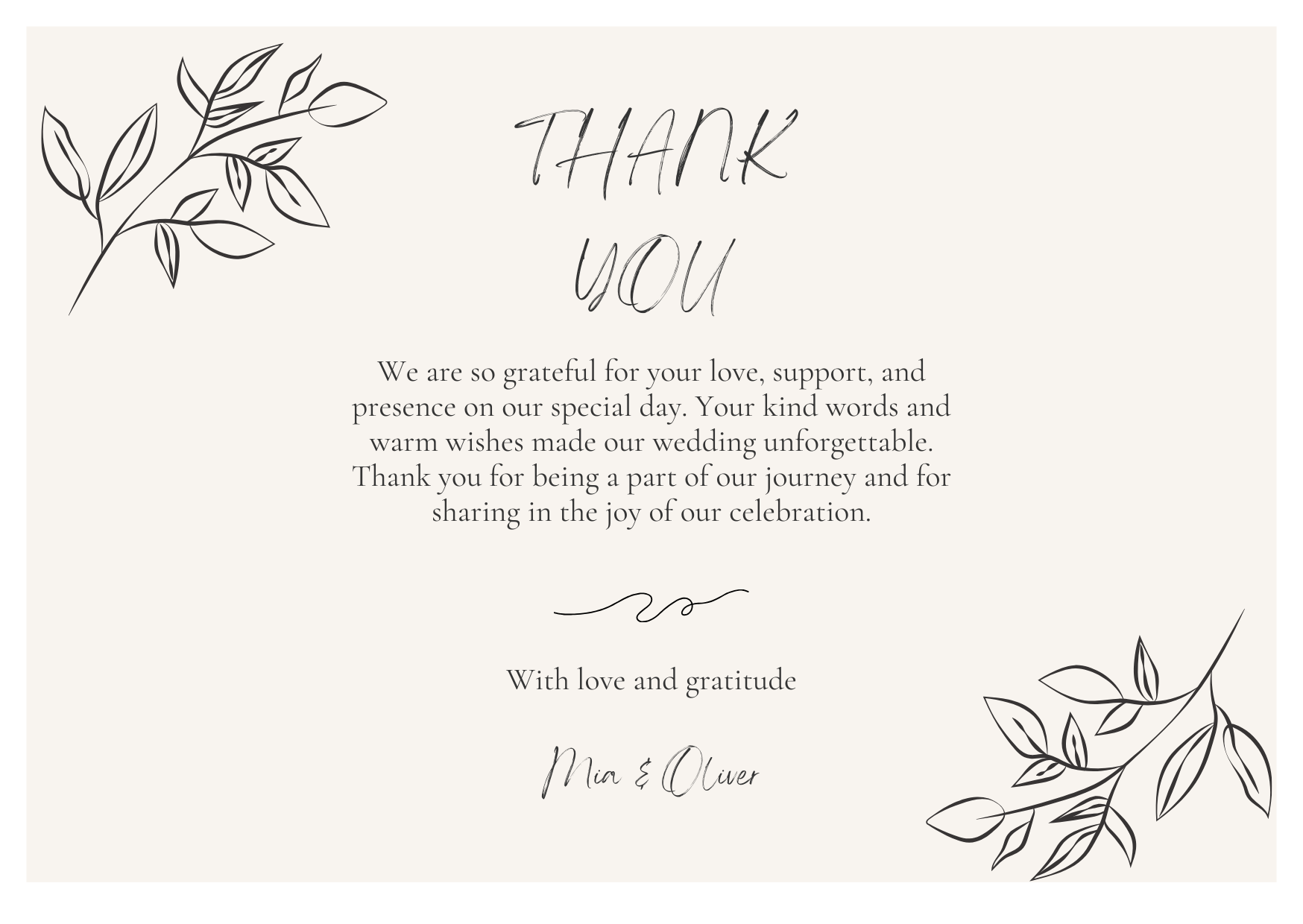 Wedding Thank You Card — Editable Canva Template