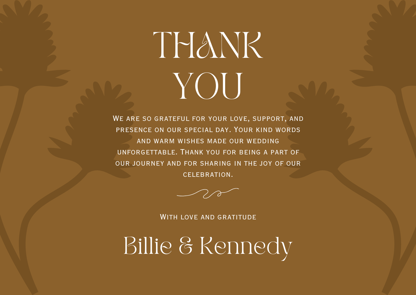 Wedding Thank You Card — Editable Canva Template | Golden Botanical