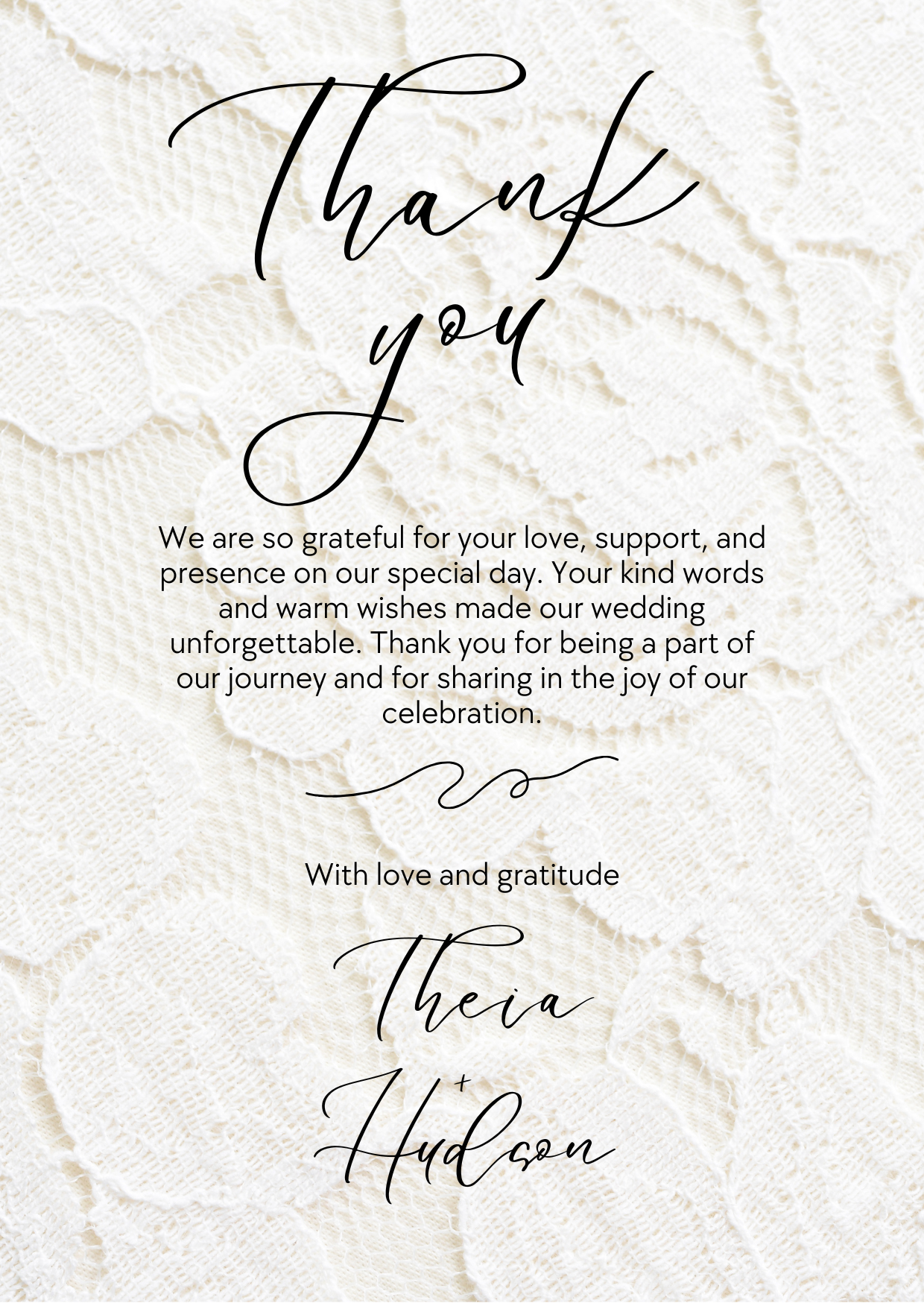 Wedding Thank You Card — Editable Canva Template | Lace
