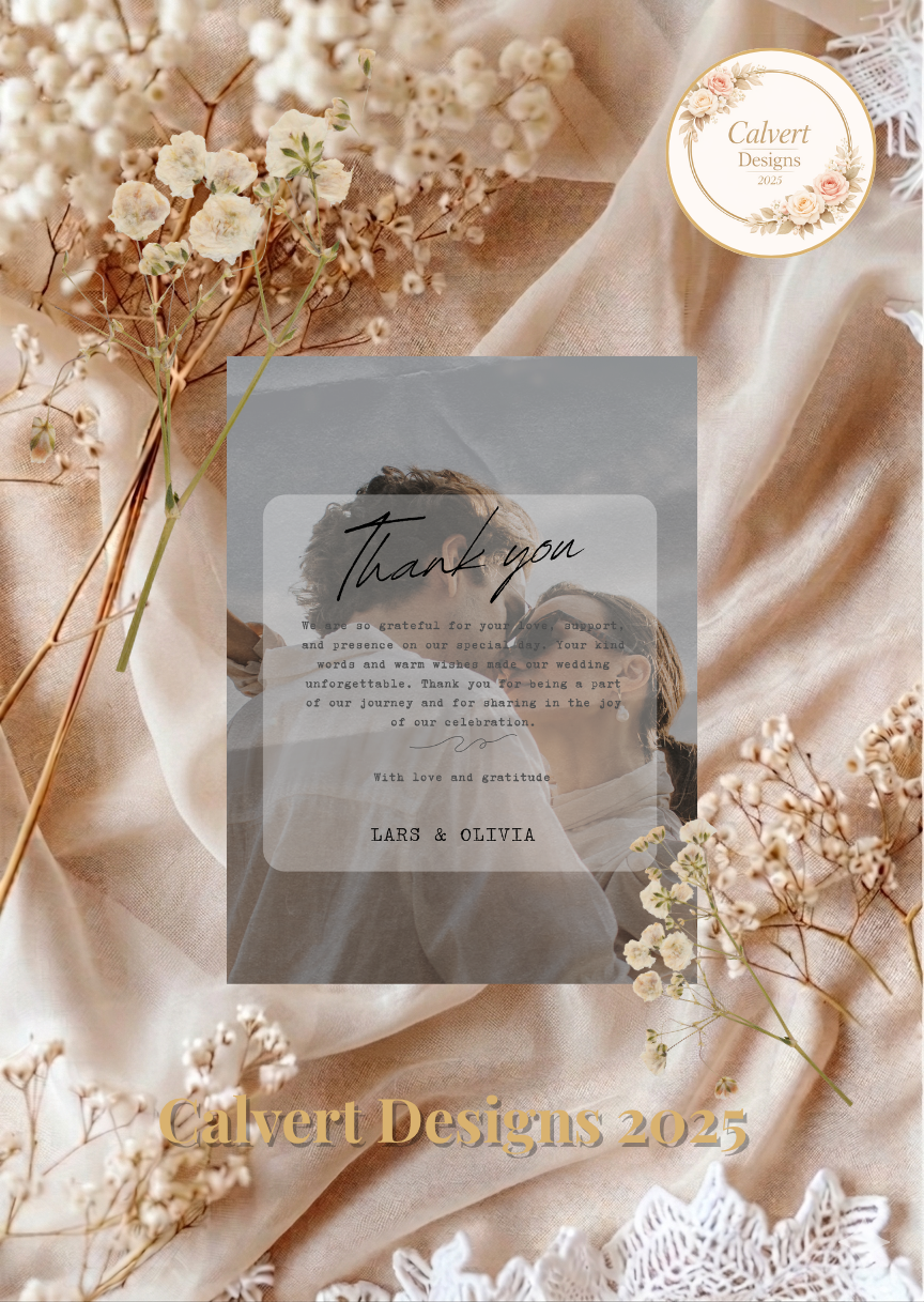 Wedding Thank You Card — Editable Canva Template | Photo Style