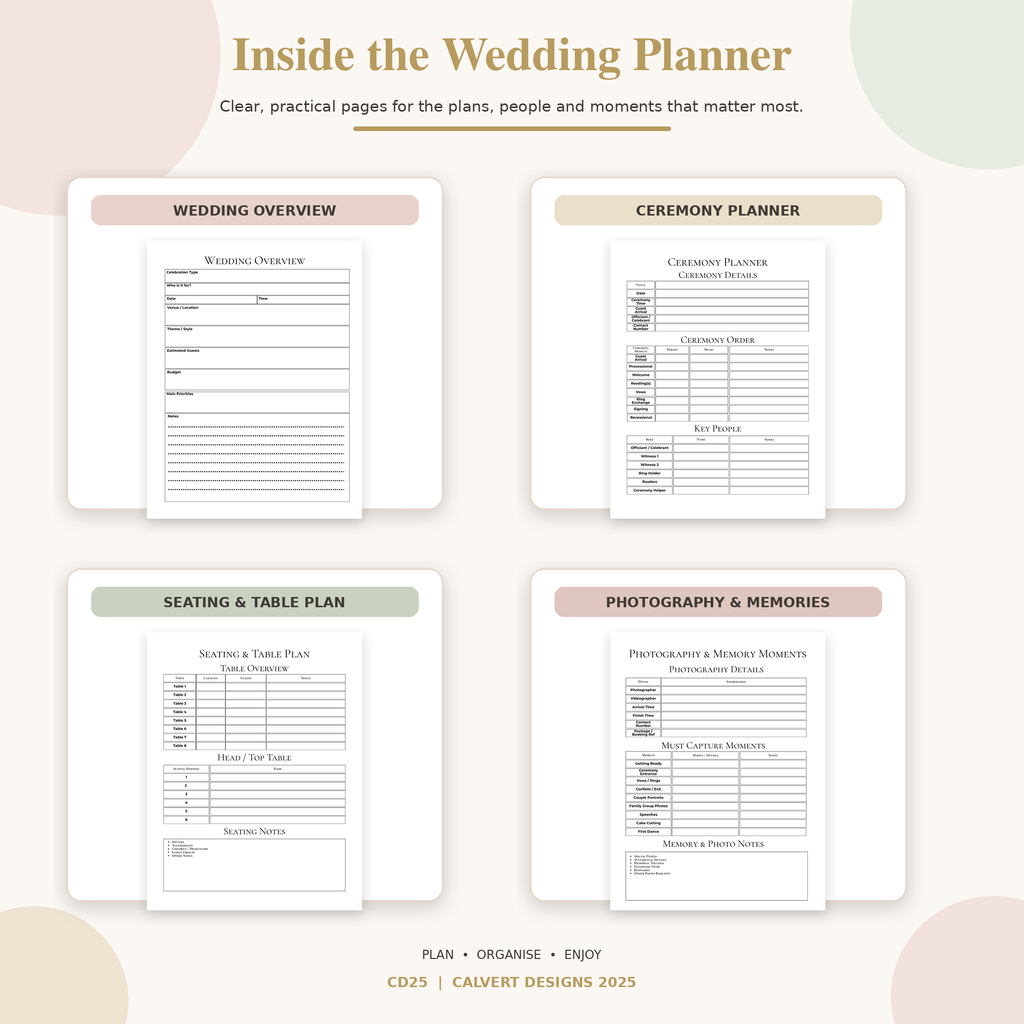 Wedding Planner + Companion | Printable Digital Wedding Planner