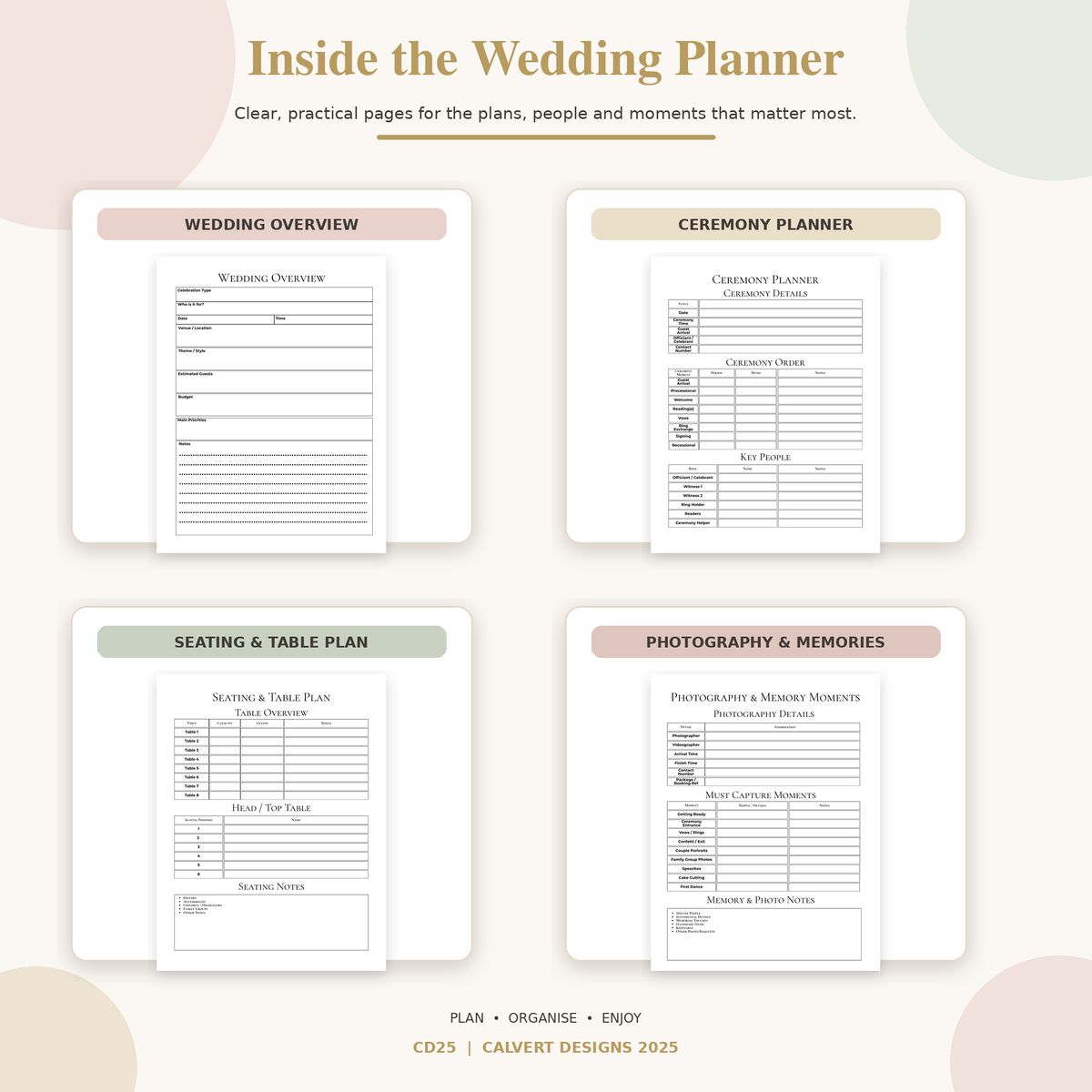 Wedding Planner + Companion | Printable Digital Wedding Planner
