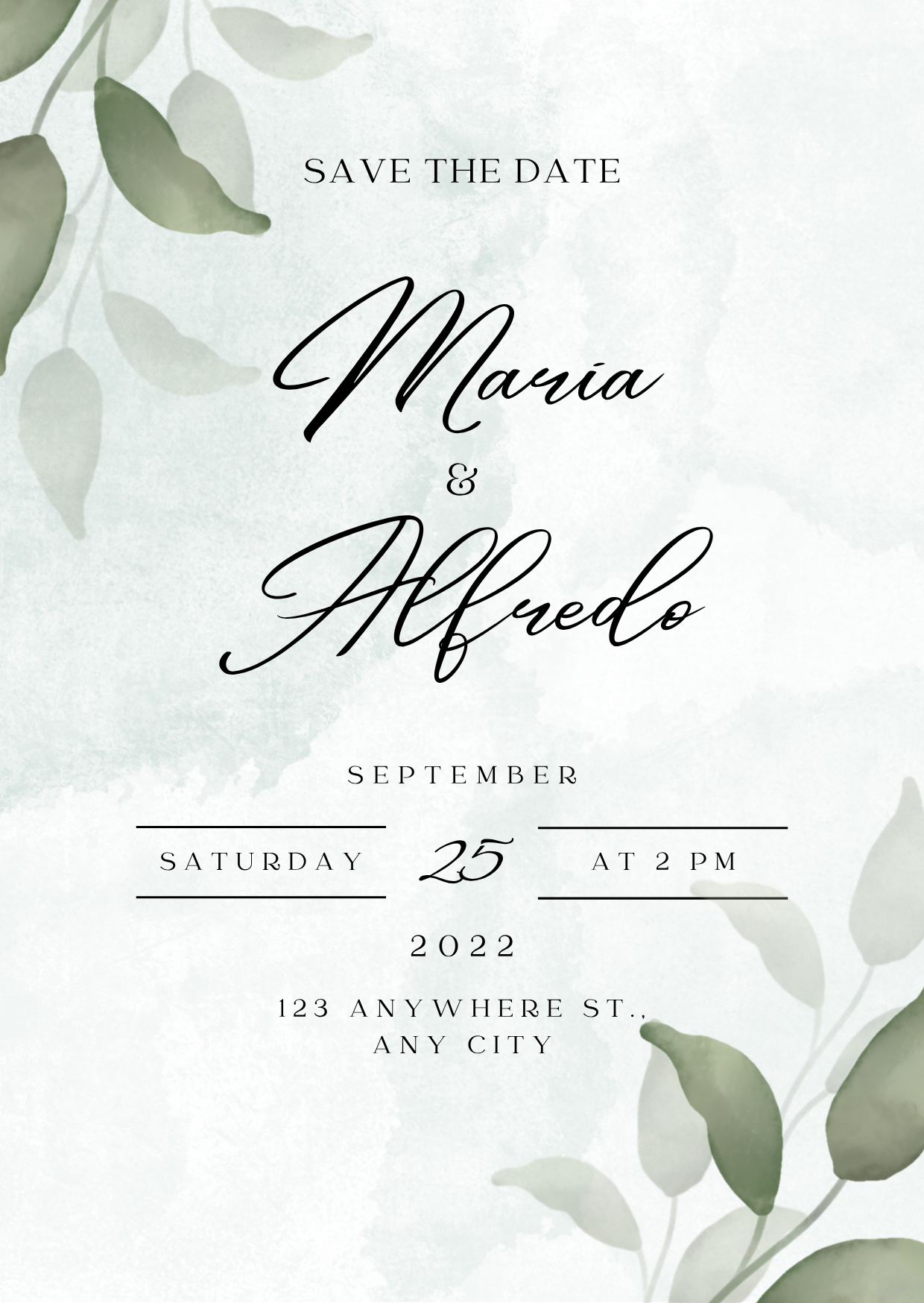 Wedding Invitation — Editable Canva Template | Sage Green Botanical