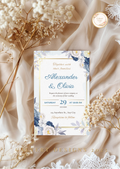 Wedding Invitation — Editable Canva Template | Blue Floral