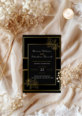 Wedding Invitation — Editable Canva Template | Black & Gold Roses